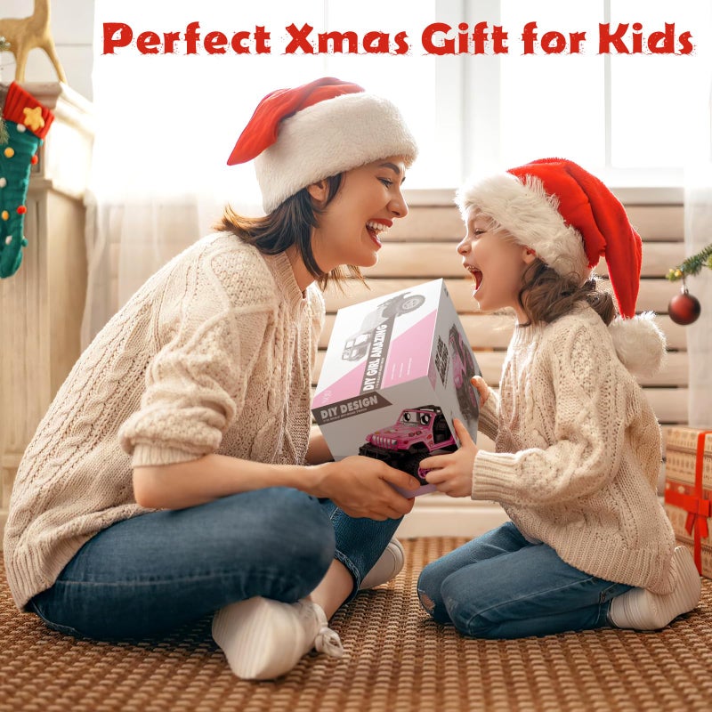 NQD RC Cars with DIY Sticker, Pink Remote Control Car for Girls, 2.4Ghz Jeep RC Trucks, Little Girl Toys Birthday Xmas for 3 Years Old and Up - Image 3